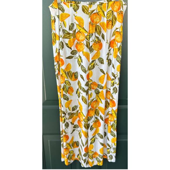 Never Fully Dressed Citrus Fruit Print Wide Leg Pants Viscose Resort Summer 6 - Picture 5 of 8